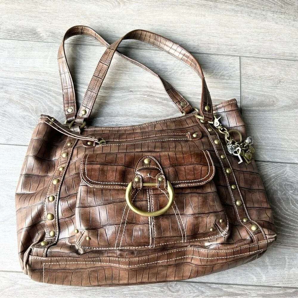 Pritzi Faux Leather Studded Boho Shoulder Handbag - Picture 6 of 16